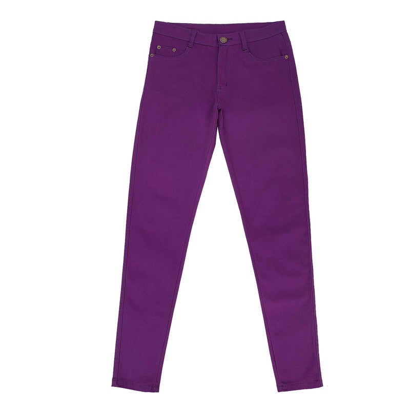 HDE Women's Mid-Rise Stretchy Denim Slim Fit Skinny Jeans (Purple, X-Large) - Image 5